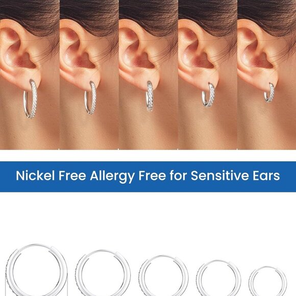 5Pairs 14K Gold Hoop Earrings for Women & Men 316L Hypoallergenic Stainless Stee - Picture 4 of 8